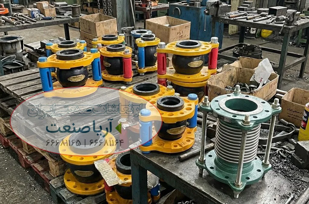 لرزه گیرهای لاستیکی و آکاردئونی با مارکهای زرد، آبی، قرمز و قرمزآبی کنار هم